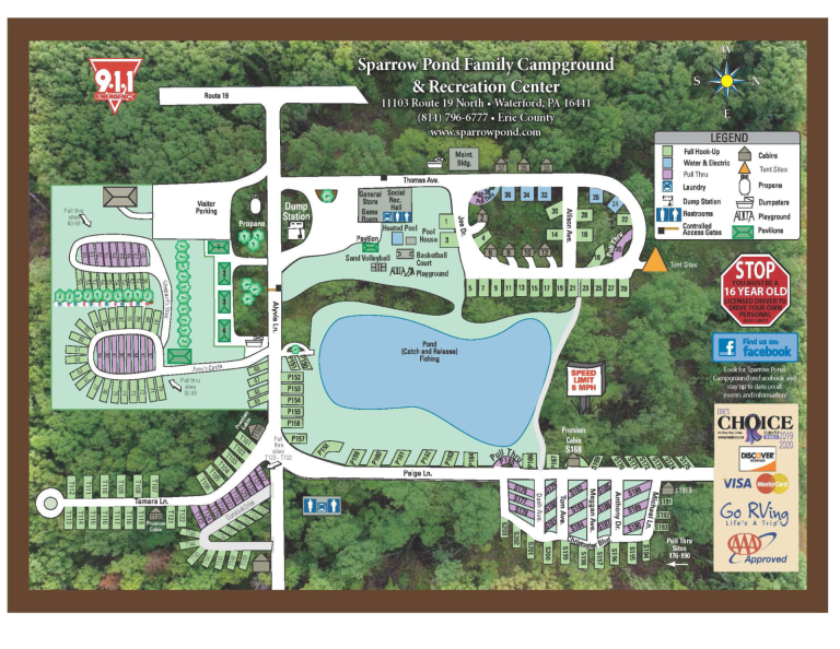 Sparrow Pond Family Campground Map 